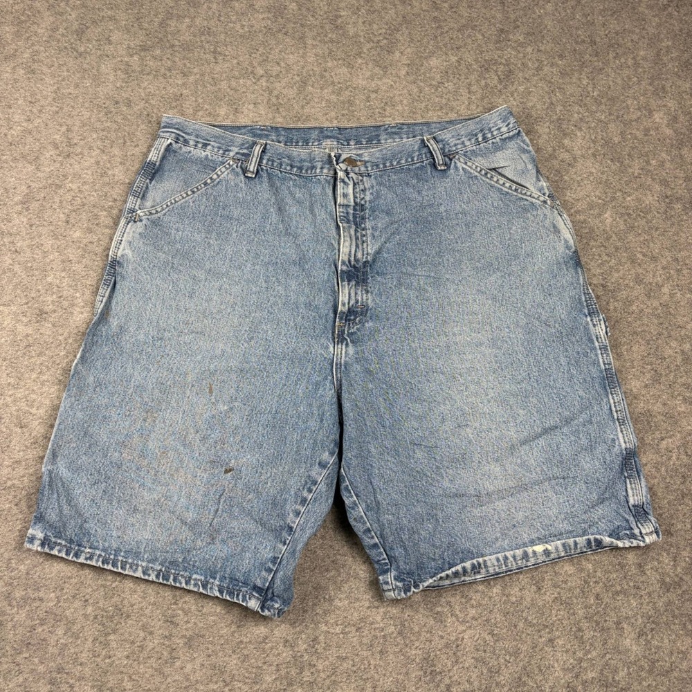 90s Wrangler Carpenter Shorts Mens 42 Light Wash Denim Utility Workwear Baggy
